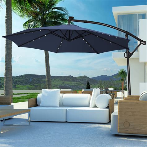 Grand patio Deluxe NAPOLI Patio Umbrella, Curvy Aluminum Cantilever Umbrella with Base, Round Large Offset Umbrellas for Garden Deck Pool. . 10ft patio umbrella